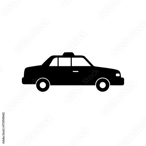 Silhouette of a taxi cab on a white background on transparent background