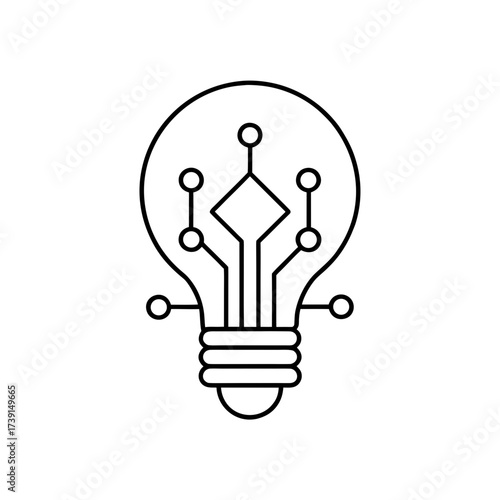 Outline lightbulb with circuit