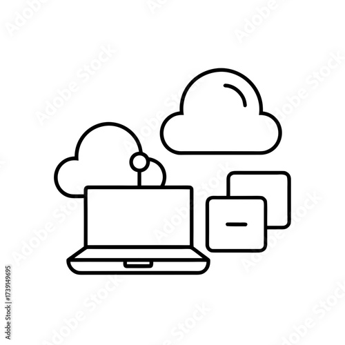 Laptop connected to cloud data