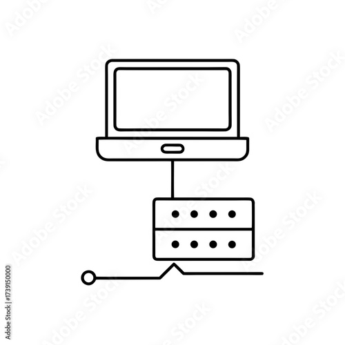 Laptop connected to the server
