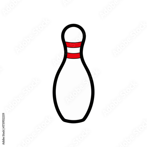 Illustration of a bowling pin with stripes on transparent background