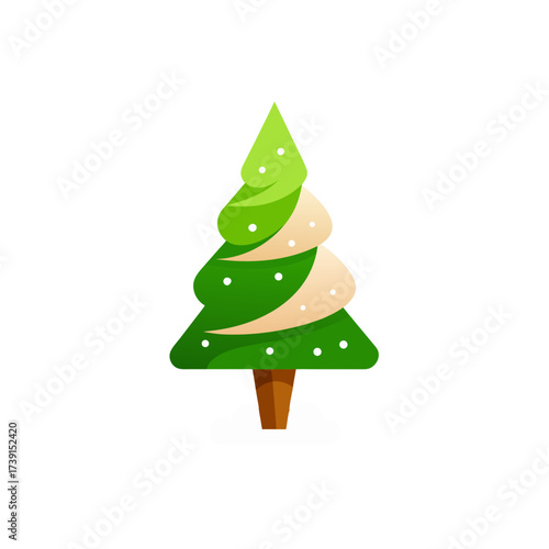 Stylized christmas tree with white dots on transparent background