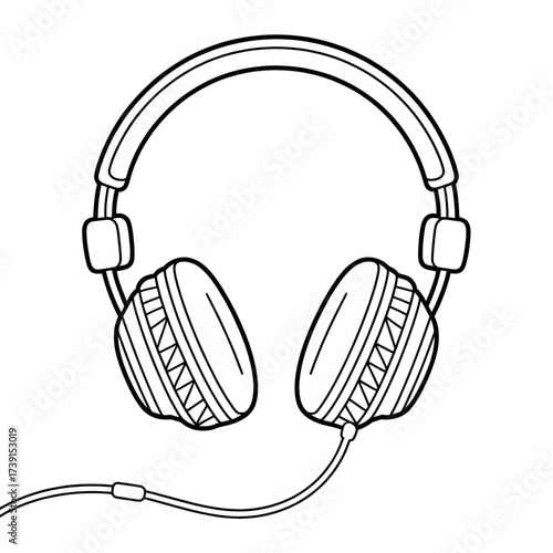Head Phone Coloring Page – Music Sound Device Illustration for Kids and Adults