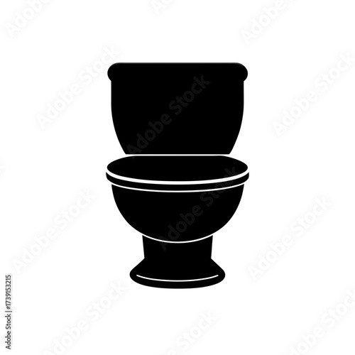 Illustration of a toilet in black color on transparent background silhouette