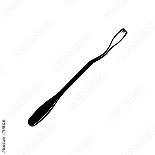 Illustration of a black cuticle pusher tool on transparent background silhouette