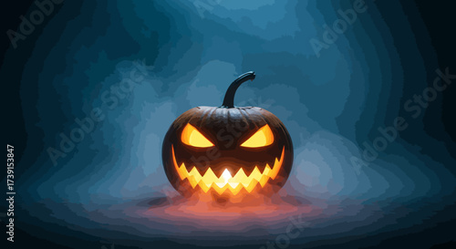 Glowing Jack-o-Lantern with Spooky Carved Face for Halloween.