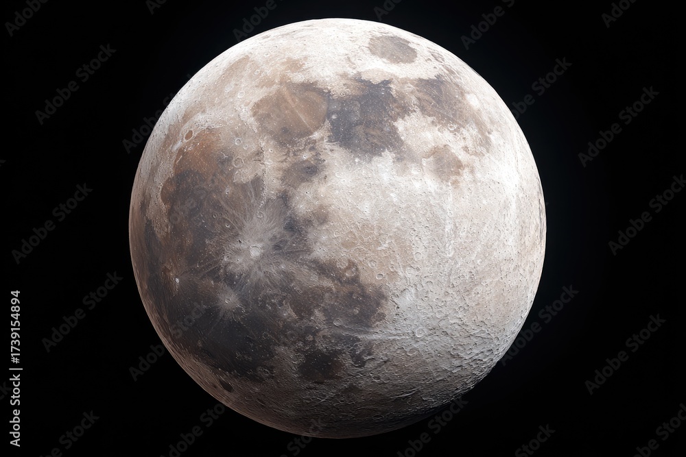 Fototapeta premium High-detail photo of a lunar sphere against a deep black backdrop, showcasing craters