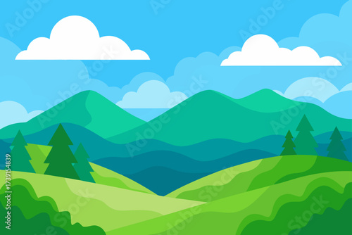 Landscape view of hills and cloudy sky