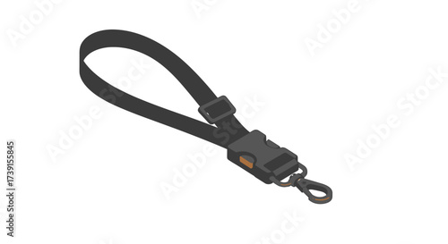 Isometric black dog leash with safety buckle and clip