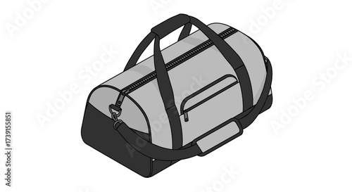 Isometric gym bag with shoulder strap in monochrome design