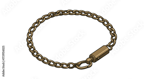 Realistic gold chain bracelet on white background with clasp detail