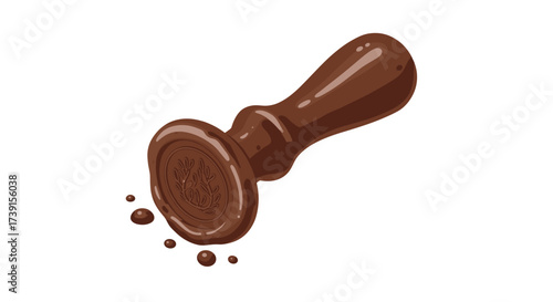 Elegant wax seal stamp on white background with ornate design