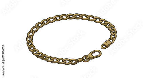 Elegant gold chain bracelet with clasp on white background