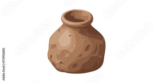 Rustic clay jug on white background for traditional home decor