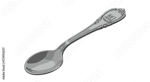 Elegant silver spoon with ornate handle design