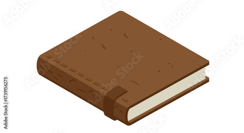 Vintage leather notebook with textured cover in flat design