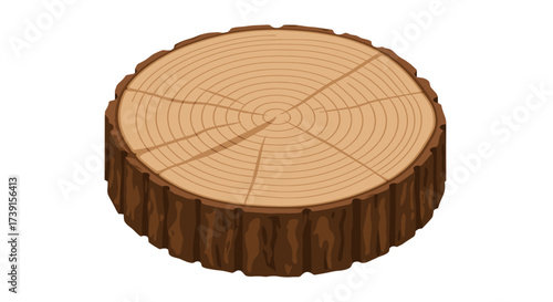 Realistic tree trunk cross section with detailed growth rings