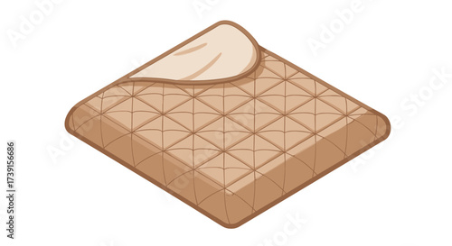 Cozy quilted blanket icon with folded corner on white background