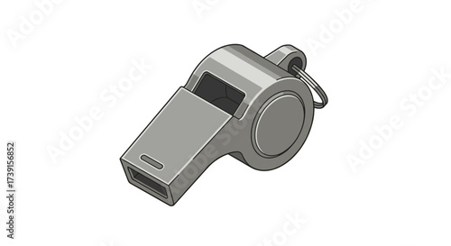 Realistic silver whistle for sports and coaching enthusiasts