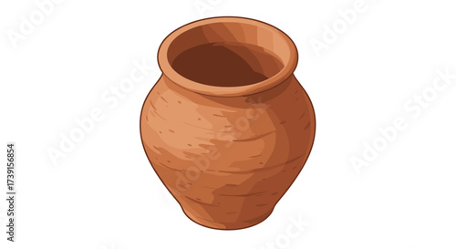 Rustic clay pot design with textured surface in top view
