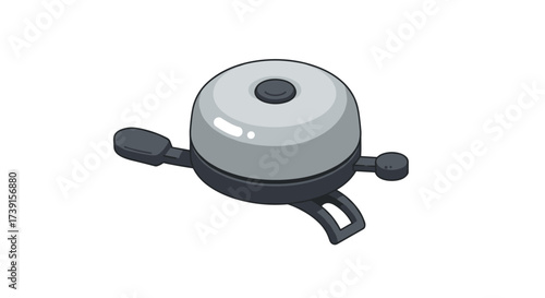 Bicycle bell isometric design with minimalist gray and black colors