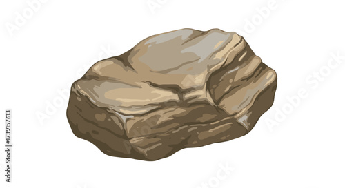 Detailed realistic rock depiction on white background