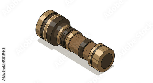 Wooden chess rook in isometric perspective for game concept design