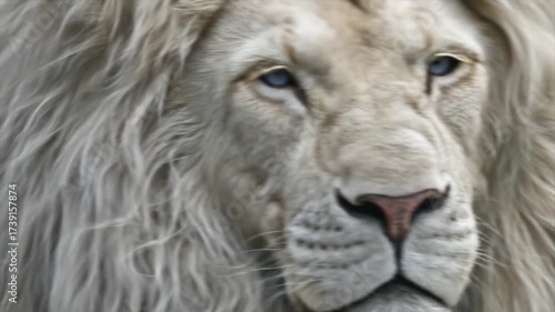 Majestic lion portrait with intense gaze and detailed mane close up