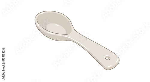 Minimalist beige spoon art on white background with smooth finish