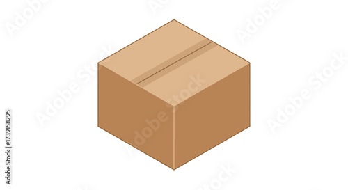 Isometric cardboard box design on white background