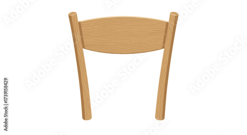 Wooden chair backrest with curved design on white background
