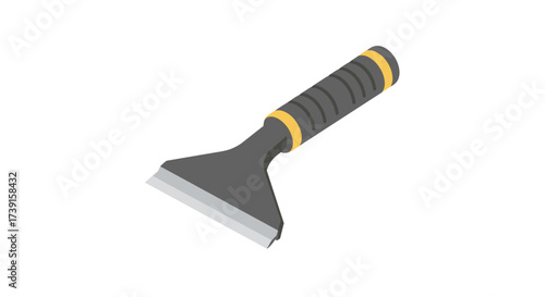 Isometric ice scraper tool with rubber handle for winter car maintenance