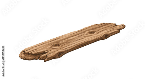 Detailed wooden plank isolated on white background for design projects