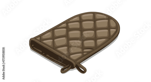 Quilted kitchen oven mitt in brown for cooking safety and culinary style