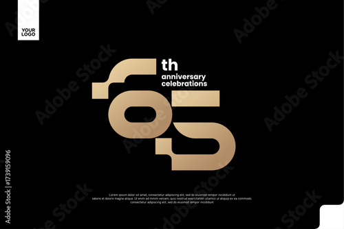 65th Anniversary Gold Logo, Number 65 Badge Vector for Corporate Celebration