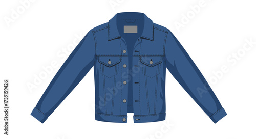 Flat design blue jean jacket on white background