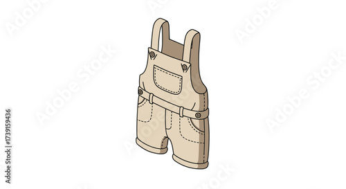 Isometric denim overalls design with pockets and buttons