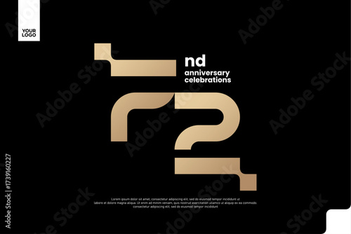 72nd Anniversary Gold Logo, Number 72 Badge Vector for Corporate Celebration