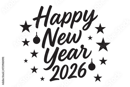 happy New Year 2026 vector design on white background