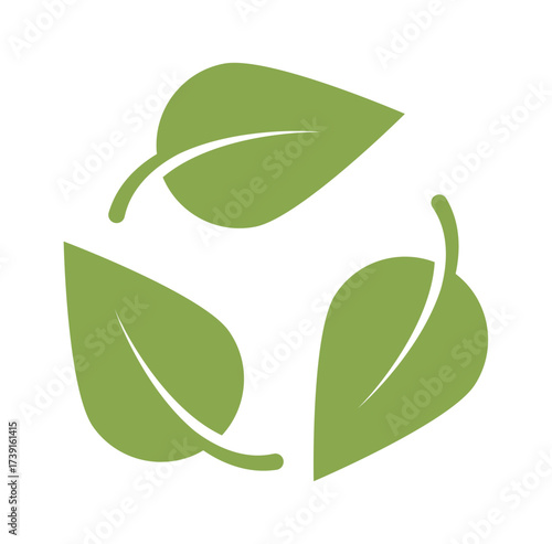 Green leaf recycle icon flat vector for environmental responsibility sustainability branding eco packaging concepts and ecological presentations.