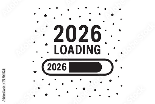 loading screen displaying the year 2026. New year 2026 loading background vector illustration. Happy new year design element