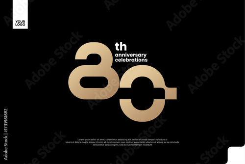 80th Anniversary Gold Logo, Number 80 Badge Vector for Corporate Celebration