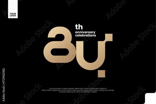 84th Anniversary Gold Logo, Number 84 Badge Vector for Corporate Celebration