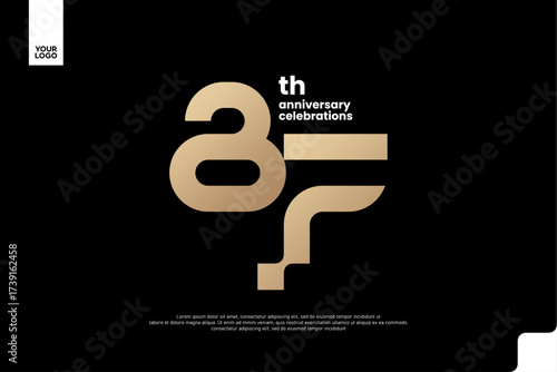 87th Anniversary Gold Logo, Number 87 Badge Vector for Corporate Celebration