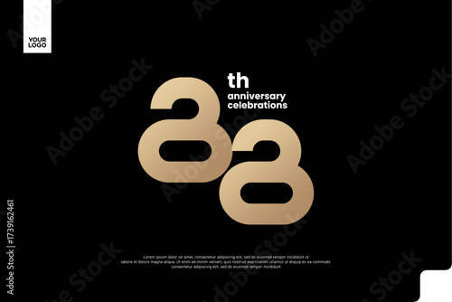 88th Anniversary Gold Logo, Number 88 Badge Vector for Corporate Celebration