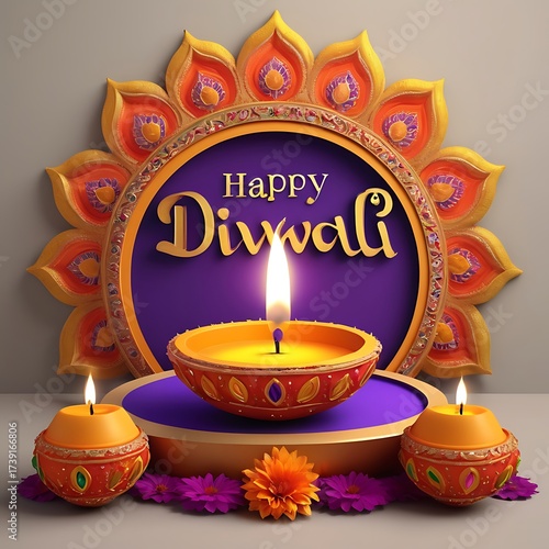 Indian festival of lights Happy Diwali, holiday Background, Diwali celebration greeting card, abstract vector illustration design.