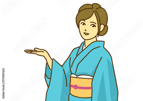 着物で案内する女性　ai