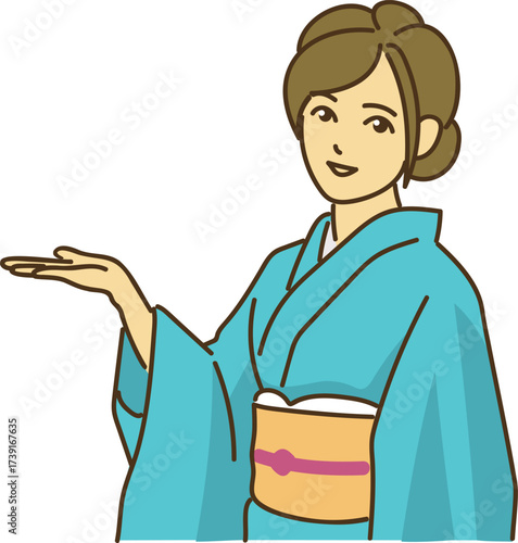 着物で案内する女性　eps