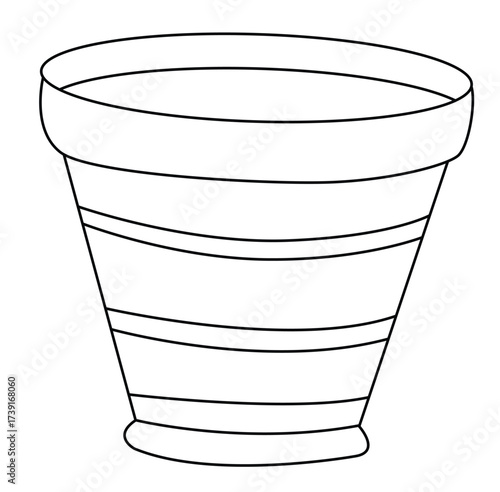Cute cartoon hand drawn vector empty flower pot outline..