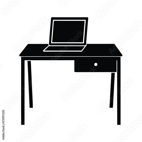 Desk With Laptop Icon Vector Art